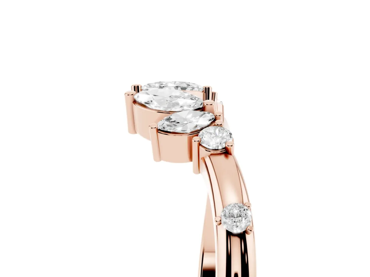 Open Marquise Cluster Diamond Band with Prong Setting Rose gold