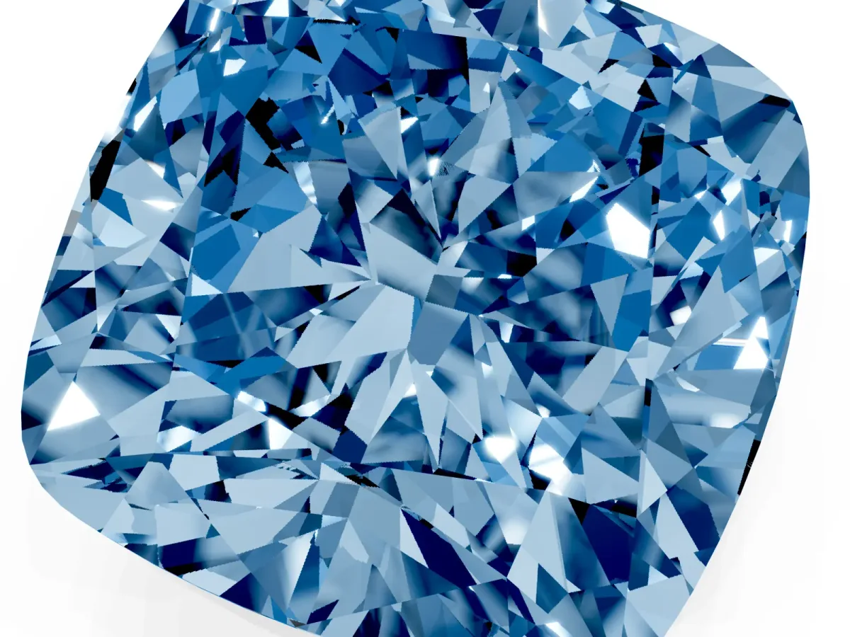 Fancy Blue Cushion Cut Solitaire Engagement Ring with Cathedral Band and Four-Prong Setting Yellow gold