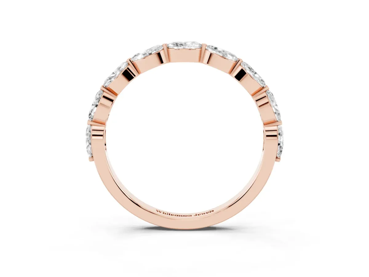 Marquise Diamond Half Eternity Band with Prong Setting Rose gold