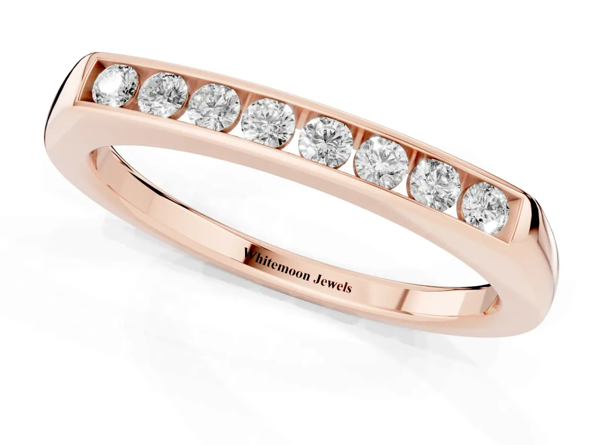 Channel Set Round Diamond Flat Band Rose gold