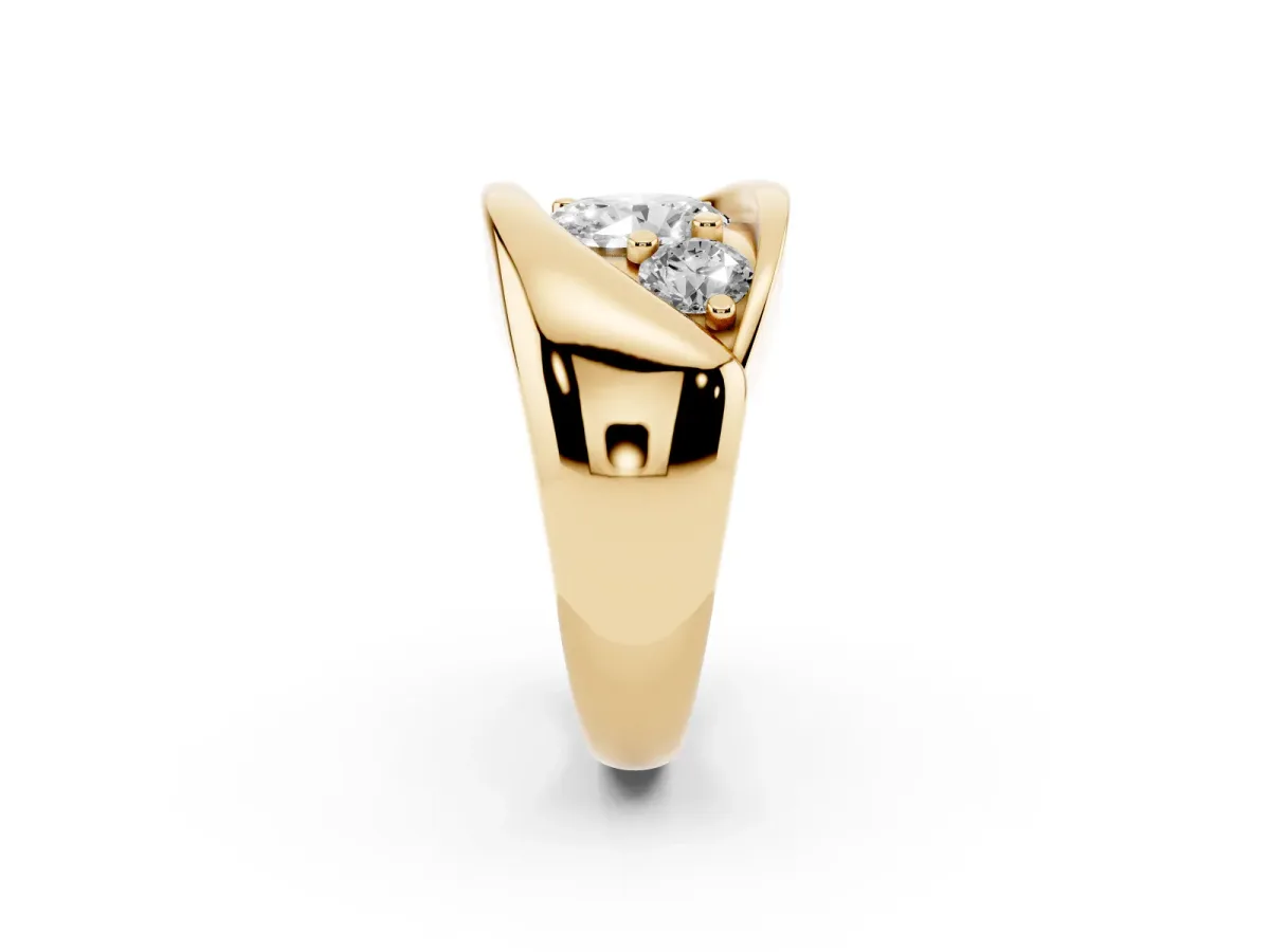 Channel Set Oval Cut Diamond Crossover Band Yellow gold