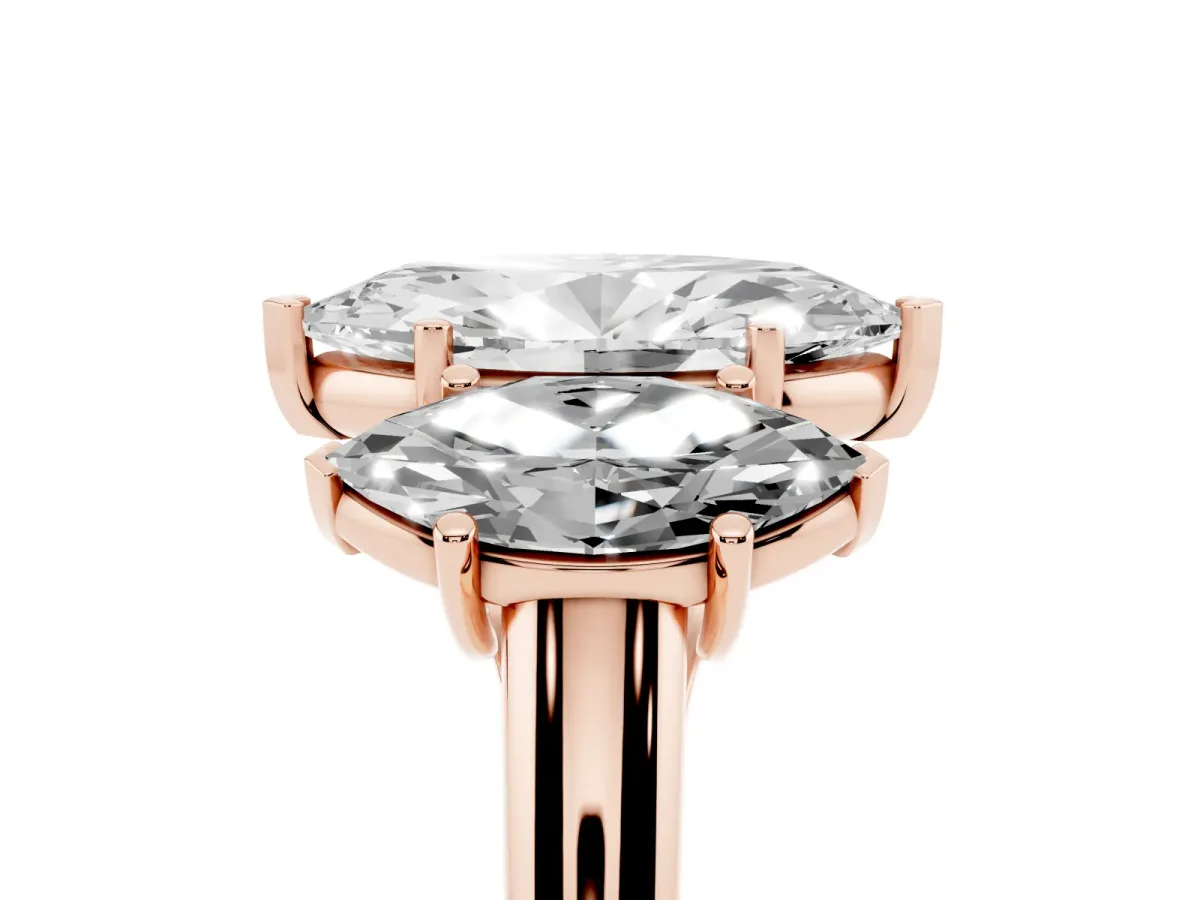 Three-Stone Marquise Cut Diamond Engagement Ring with Prong Setting Rose gold