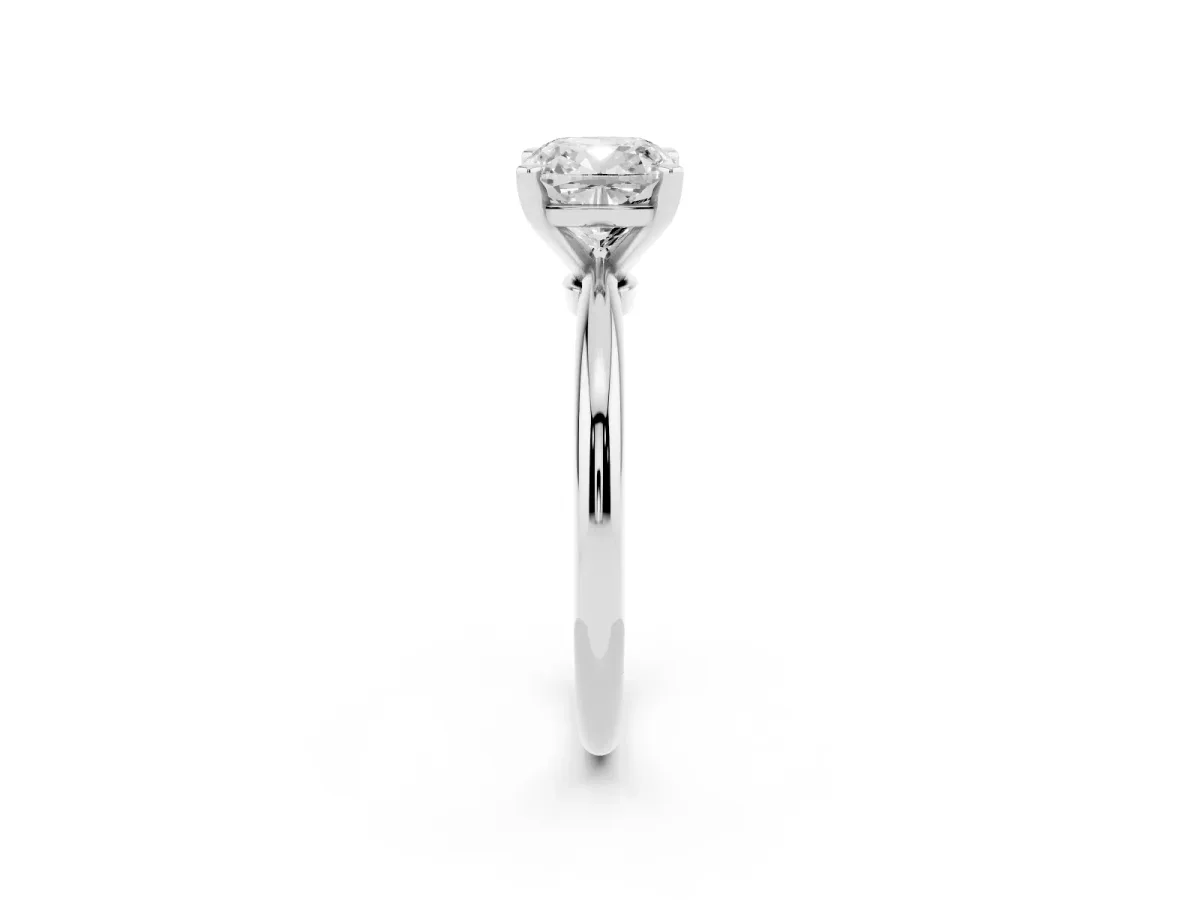 Cushion Cut Diamond Solitaire Ring with Prong Setting and Classic Band Platinum