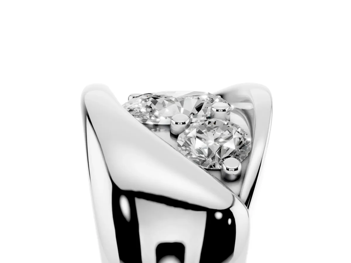Channel Set Oval Cut Diamond Crossover Band Silver