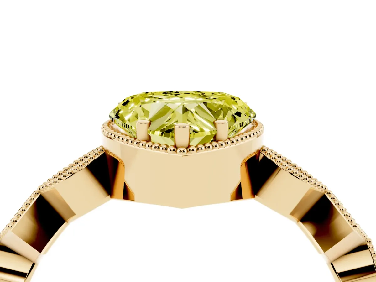Fancy Yellow Heart Cut Milgrain Marquise Diamond Twist Band Ring Yellow gold