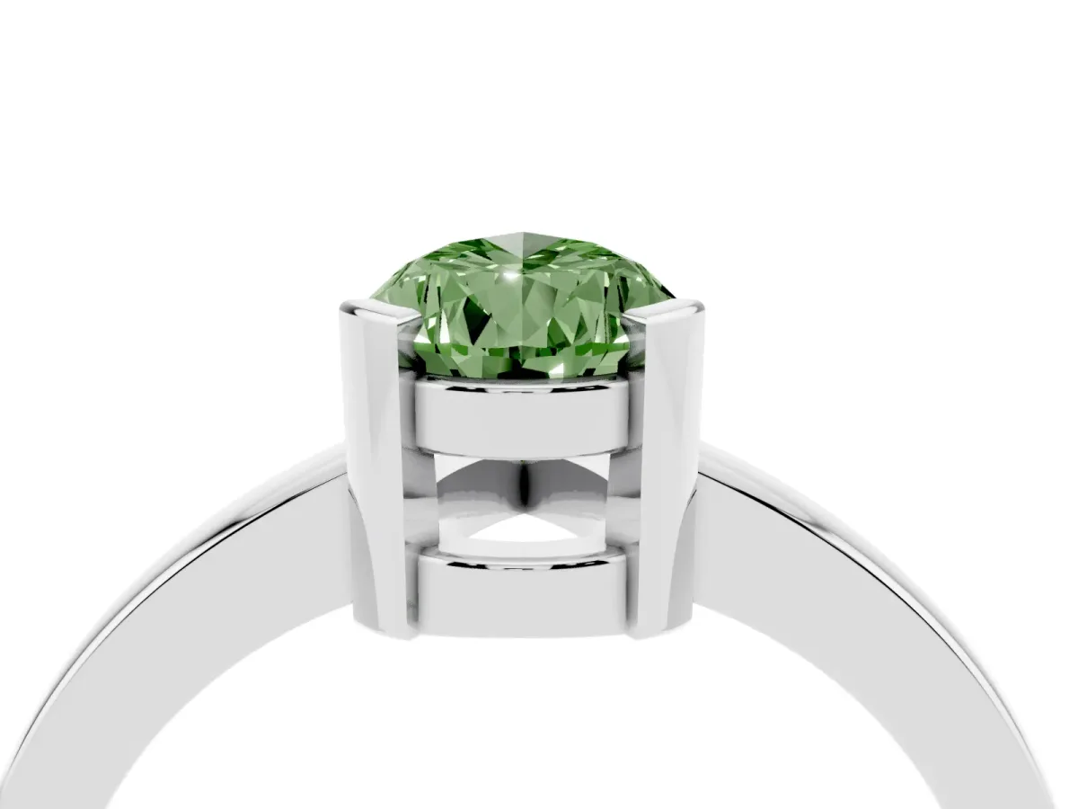 Fancy Green Pear Cut Cut Solitaire Ring with Four-Prong Setting and Classic Band Silver