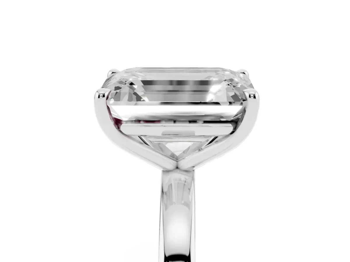 Fancy Pink Heart Cut and Emerald Cut Toi Moi Ring with Prong Setting Silver