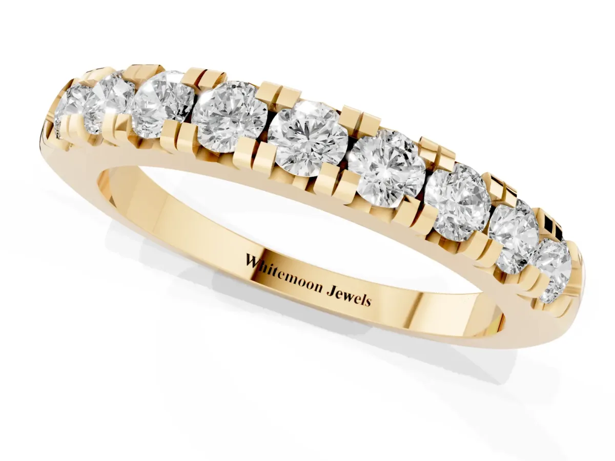 Round Diamond Half-Eternity Prong Set Band Yellow gold