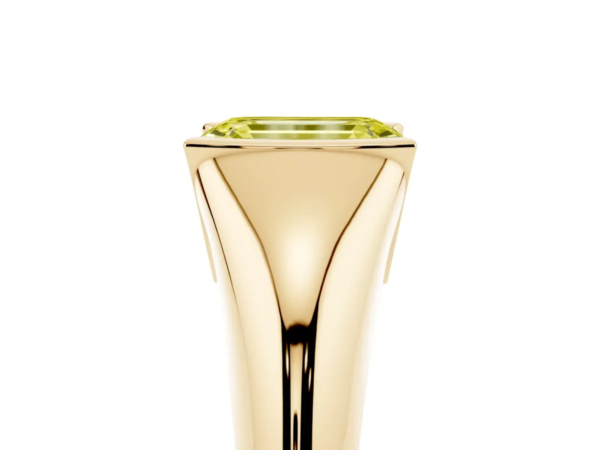 Fancy Yellow Emerald Cut Solitaire Tension Set Diamond Ring Yellow gold
