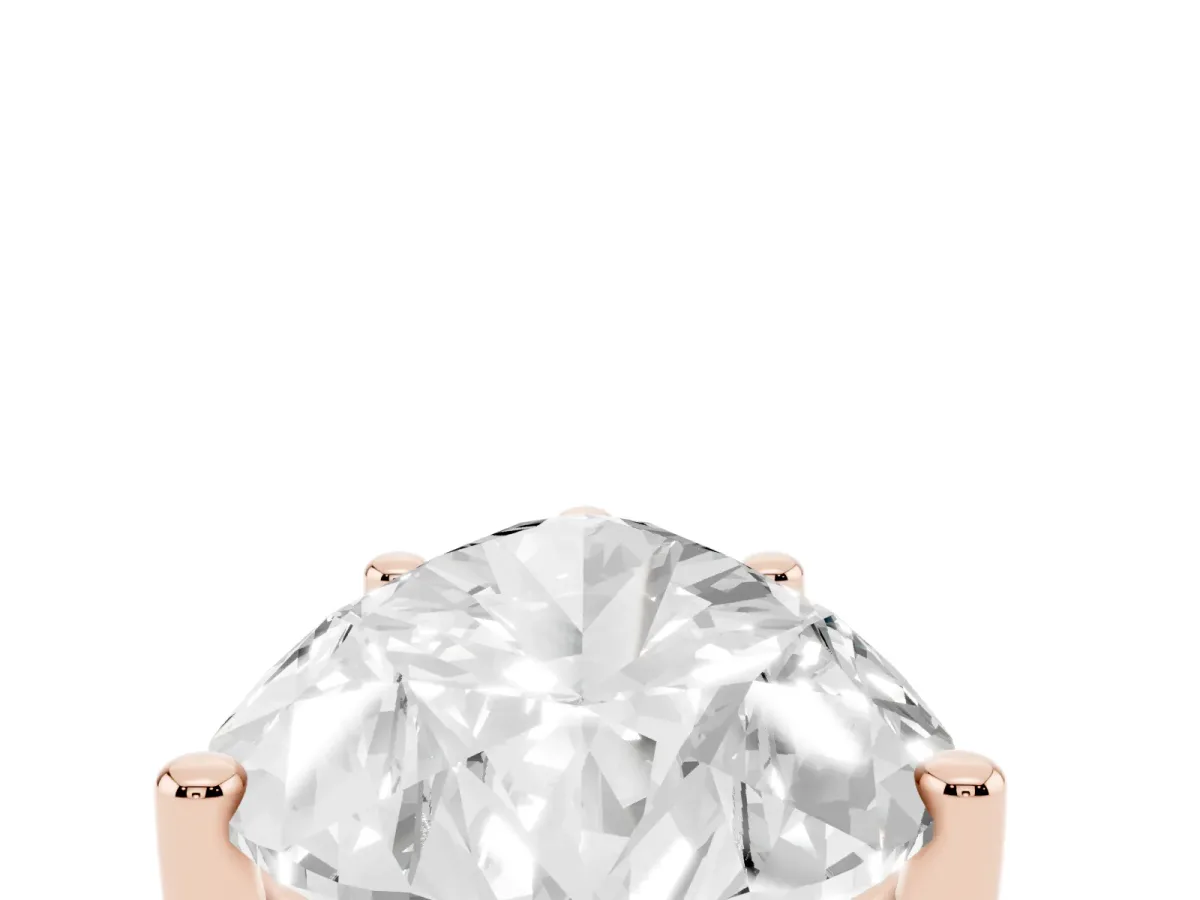 Pear Cut Cut Diamond Solitaire Engagement Ring with Tapered Plain Band and Four-Prong Setting Rose gold
