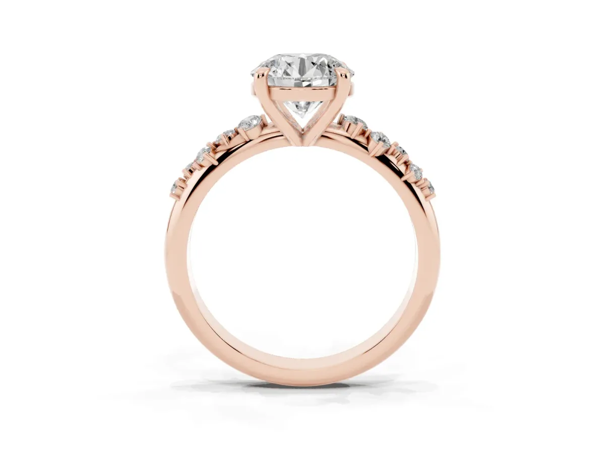 Round Cut Cut Diamond Vine Band with Four-Prong Setting Rose gold
