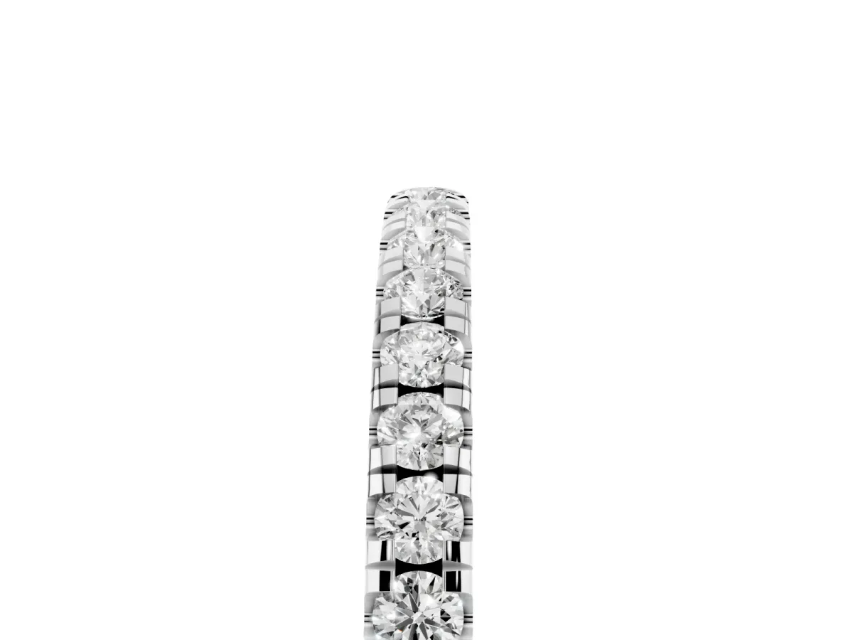 Pavé Round Diamond Half Eternity Band with Shared Prong Setting Platinum