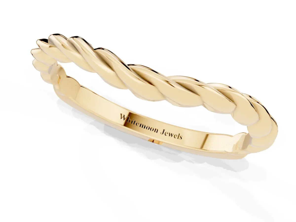 Marquise Diamond Twist Eternity Band with Bezel Setting Yellow gold