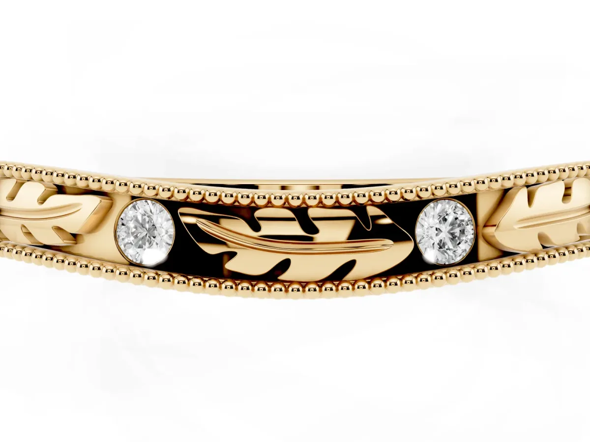 Milgrain Bezel Set Round Diamond Eternity Band Yellow gold