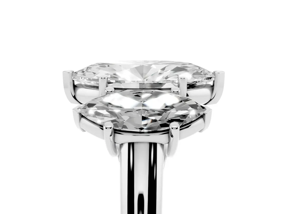 Three-Stone Marquise Cut Diamond Engagement Ring with Prong Setting White gold