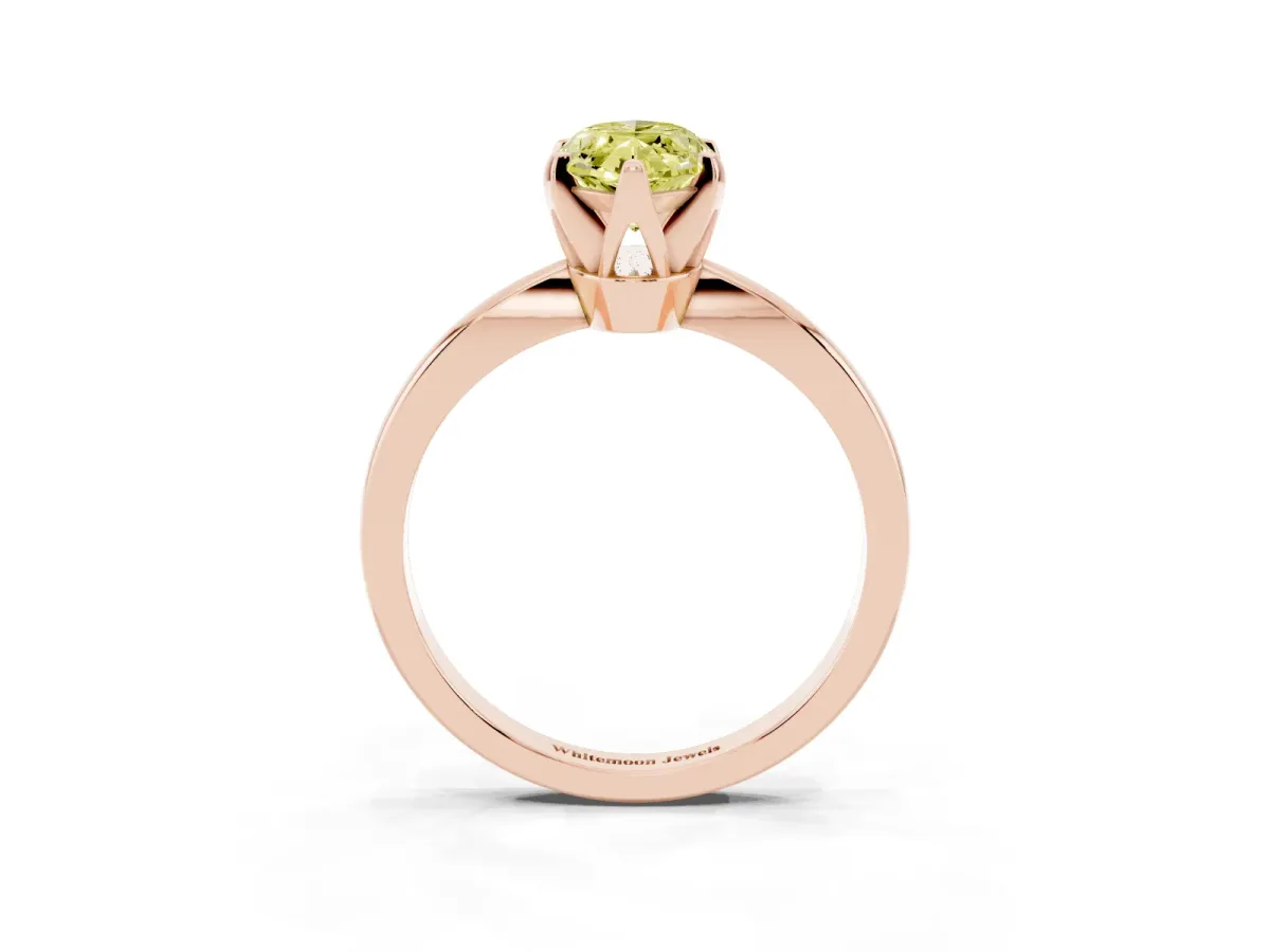 Fancy Yellow Marquise Cut Solitaire Engagement Ring with Six-Prong Setting and Tapered Band Rose gold