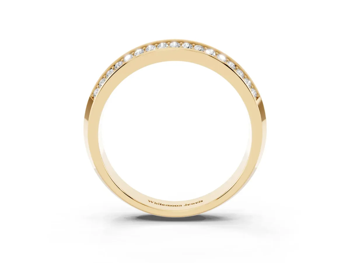 Double Row Round Diamond Channel Set Eternity Band Yellow gold
