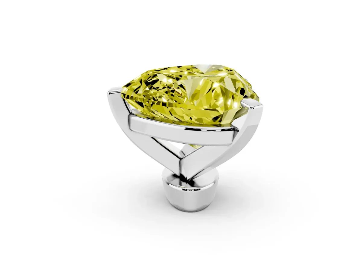 Fancy Yellow Heart Cut Diamond Solitaire Ring with Prong Setting and Classic Band White gold