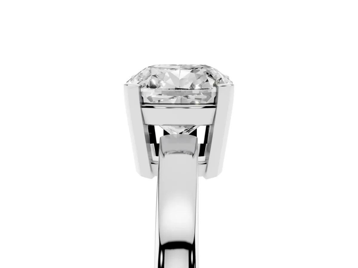 Cushion Cut Cut Solitaire Ring with Four-Prong Setting and Classic Band Silver