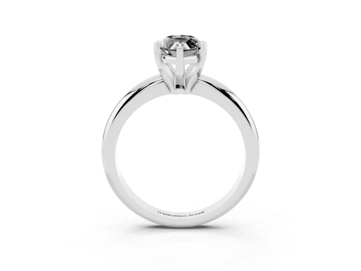 Fancy Black Marquise Cut Diamond Solitaire Engagement Ring with Round Band and Four-Prong Setting Platinum