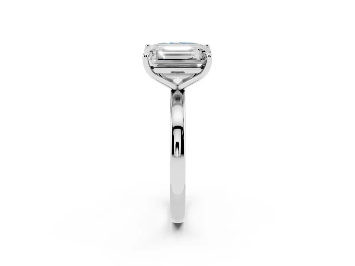 Fancy Blue Radiant Cut and Emerald Cut Toi Moi Ring with Prong Setting Silver