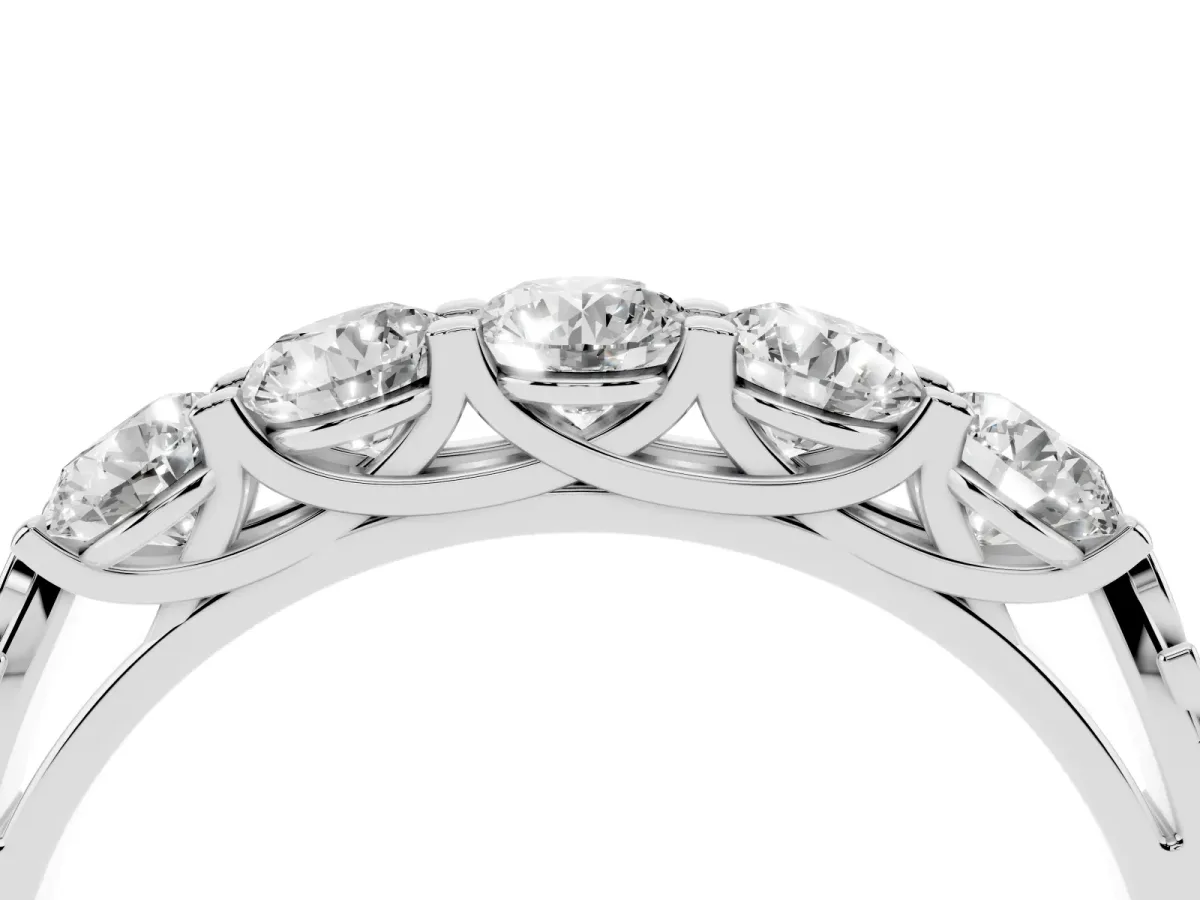 Five-Stone Round Diamond Prong-Set Band Platinum