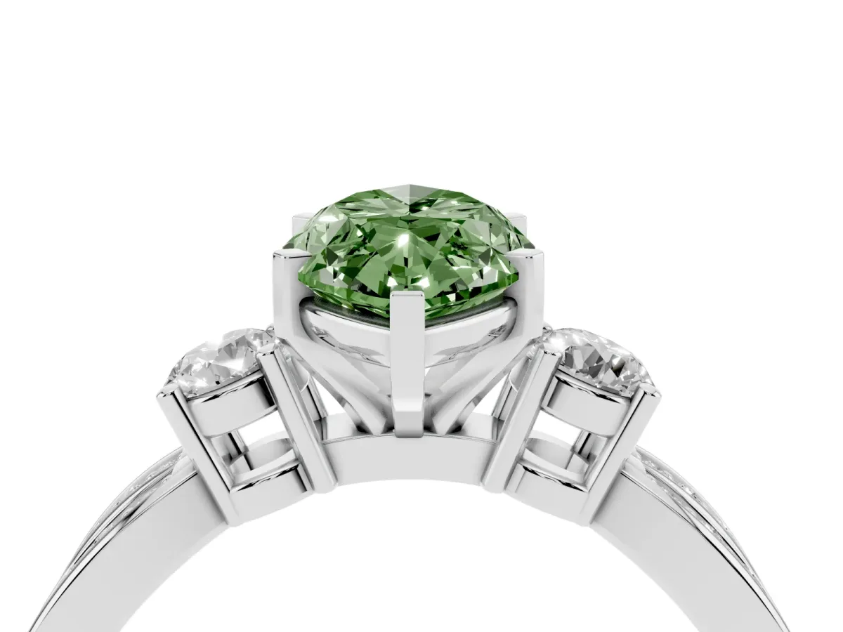 Fancy Green Three-Stone Marquise Cut Cut Diamond Twist Band with Prong Setting Silver