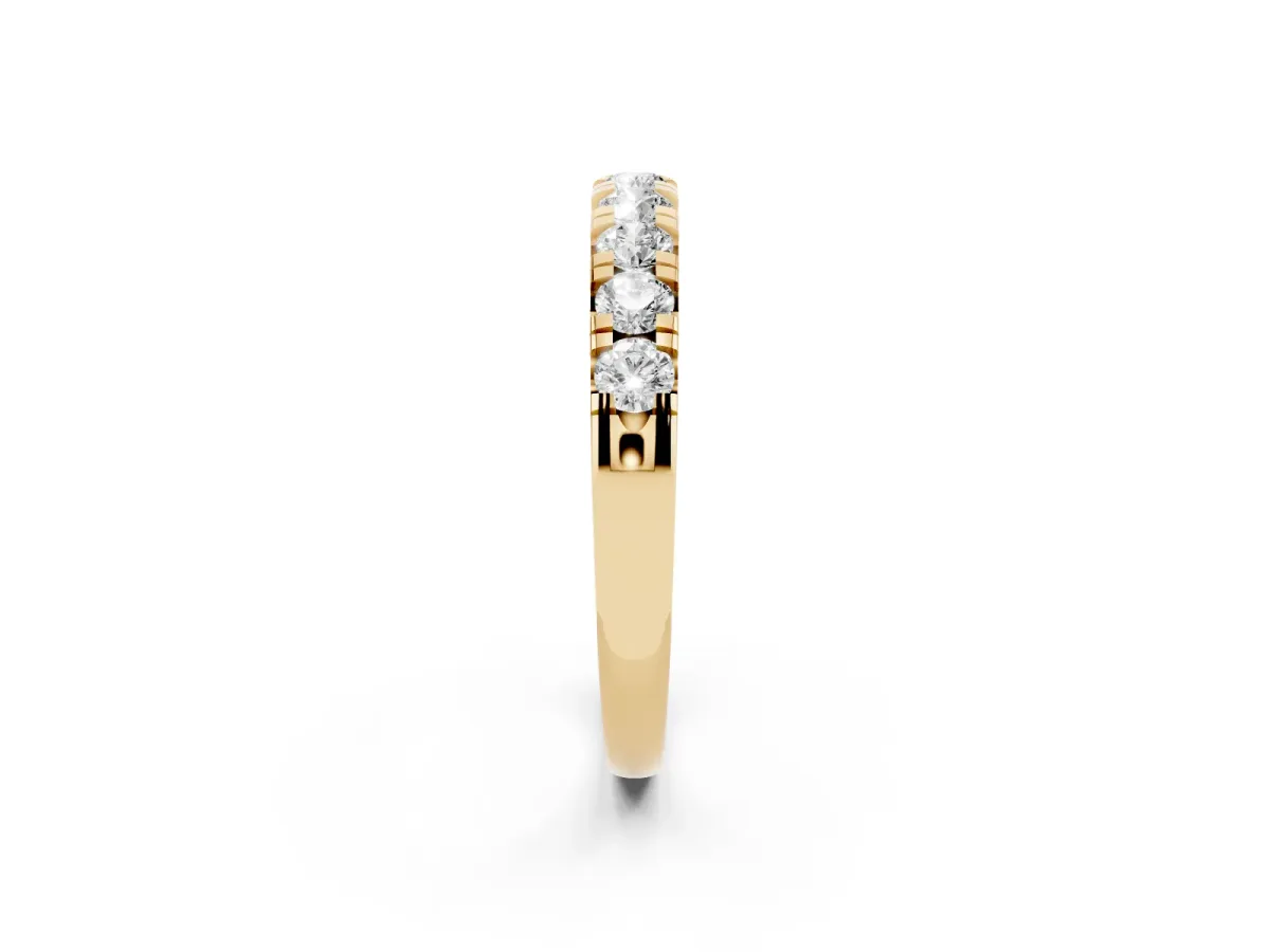 Round Diamond Half-Eternity Prong Set Band Yellow gold