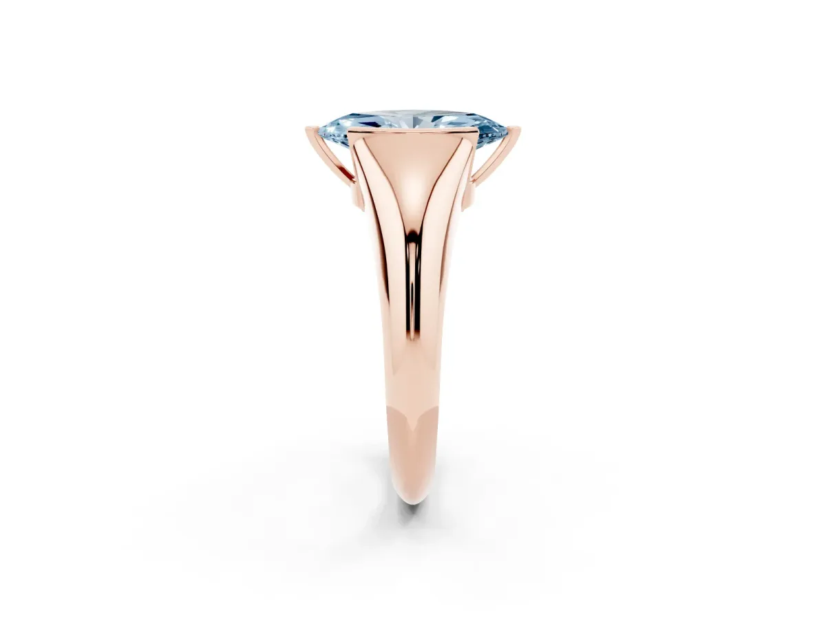 Fancy Blue Marquise Cut Solitaire Tension Set Diamond Ring Rose gold
