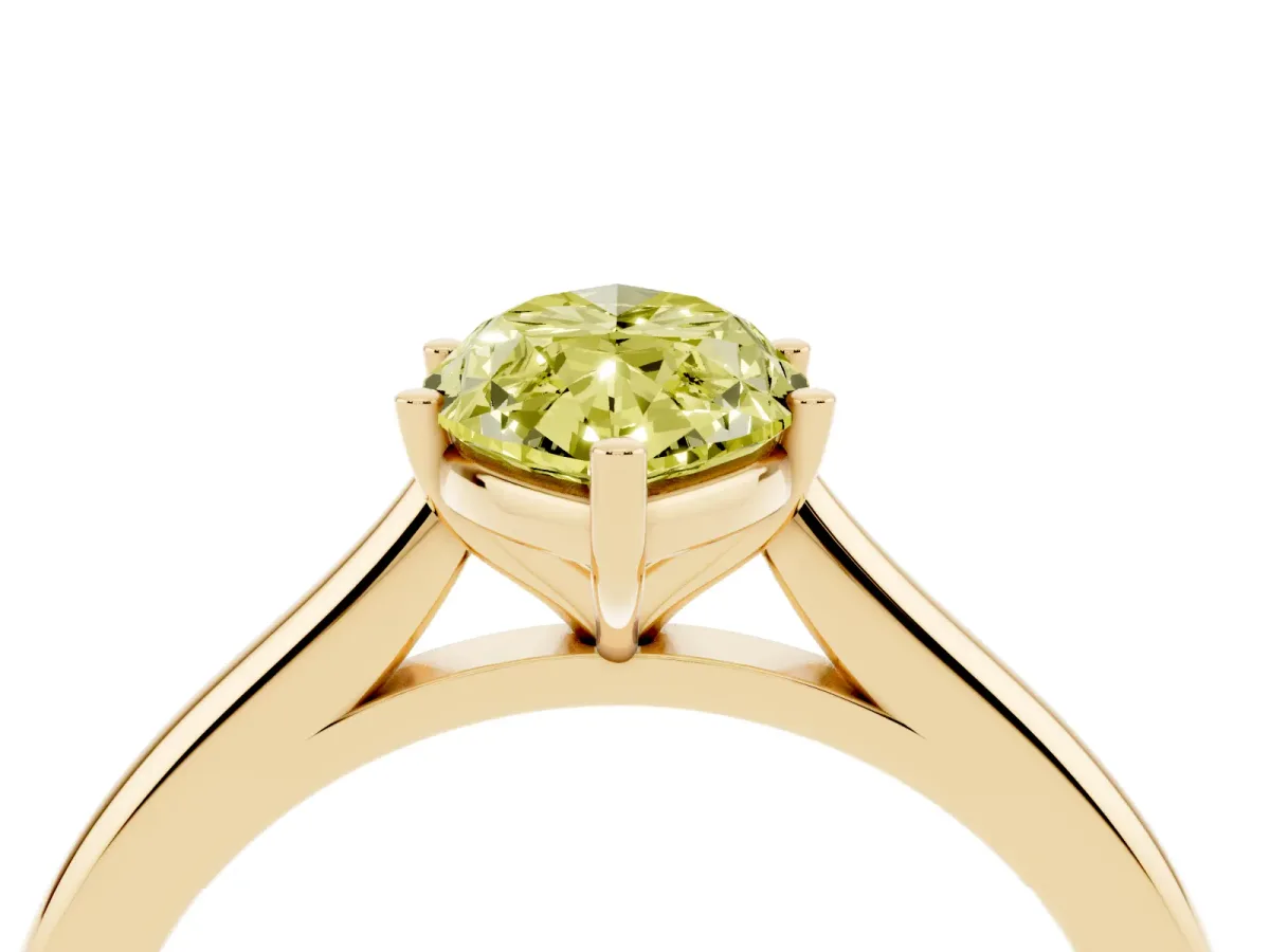 Fancy Yellow Marquise Cut Cut Solitaire Ring with Cathedral Band and Four-Prong Setting Yellow gold