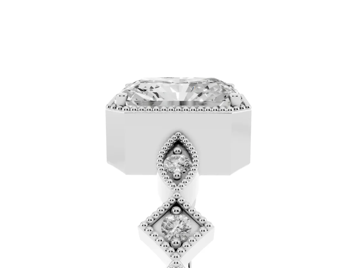 Radiant Cut Milgrain Marquise Diamond Twist Band Ring Silver