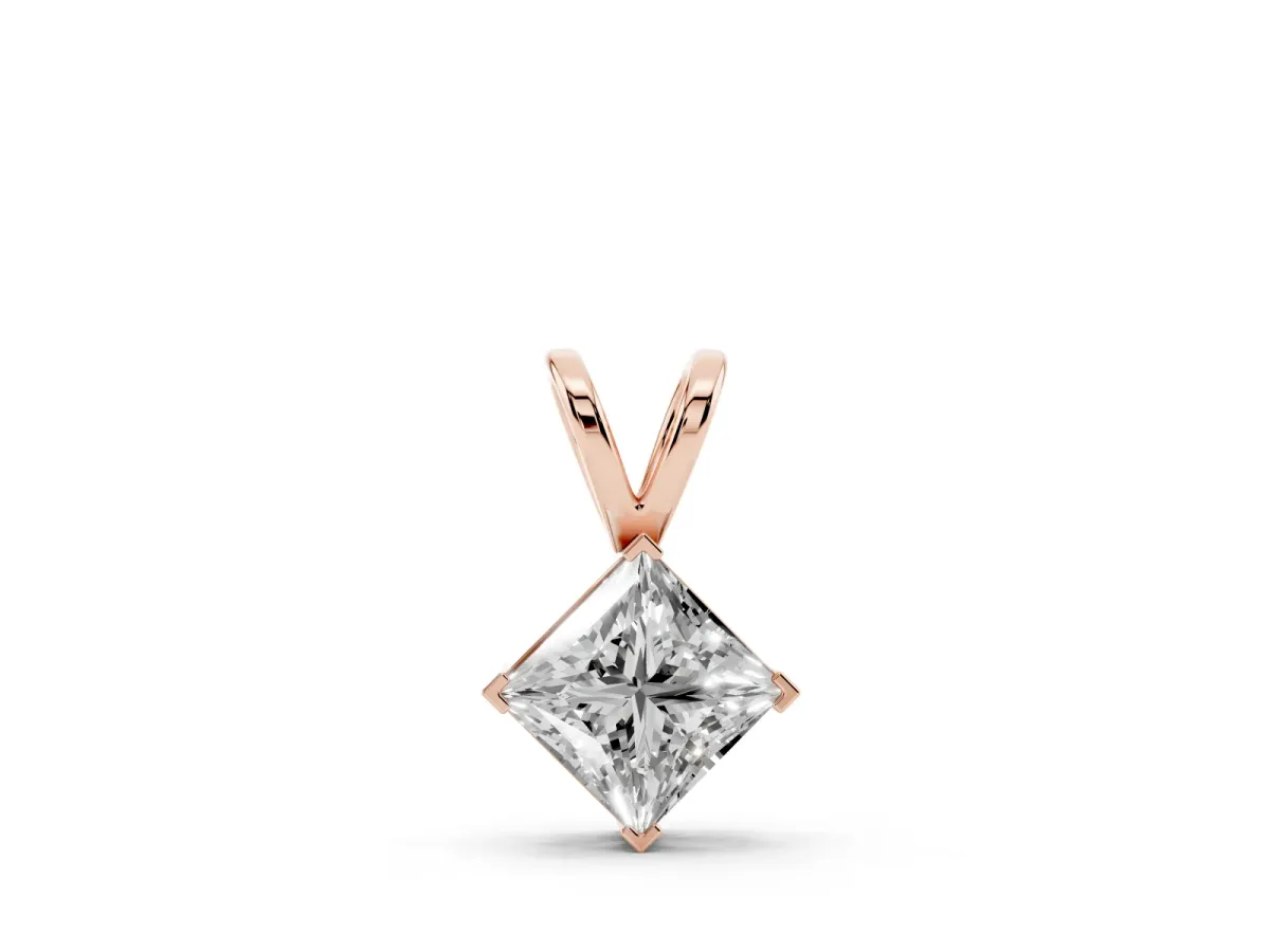Princess Cut Bezel Set Pendant Rose gold