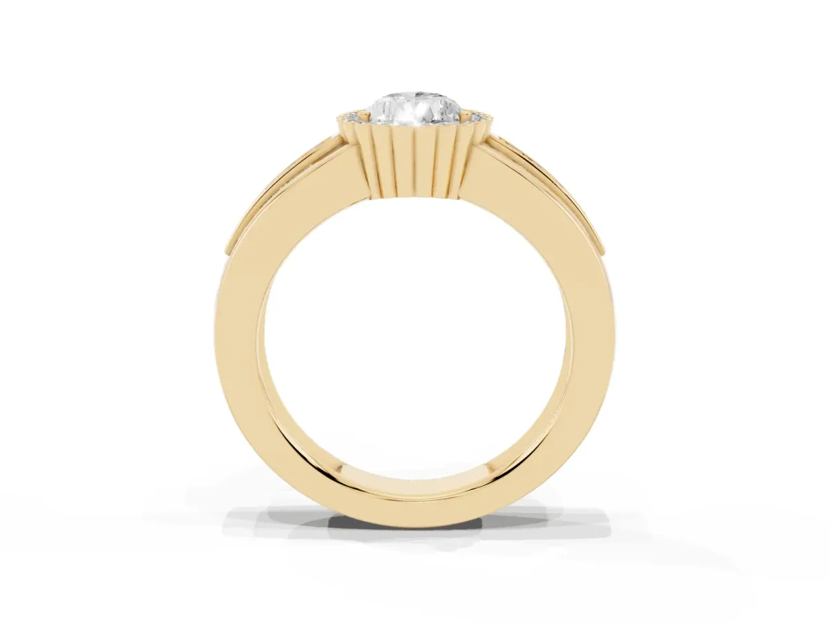 Pear Cut Cut Halo Pave Band Four-Prong Ring Yellow gold