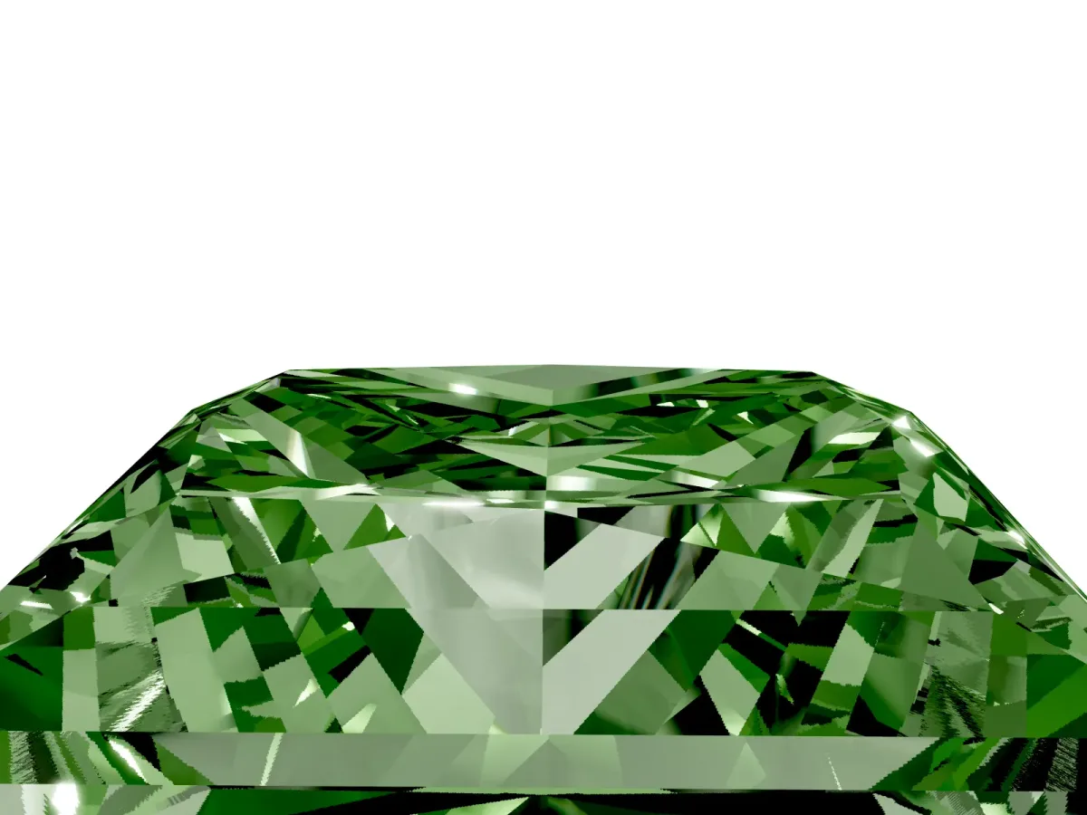 Fancy Green Princess Cut Halo Diamond Ring with Milgrain and Bezel Accents on a Split Shank Band Rose gold