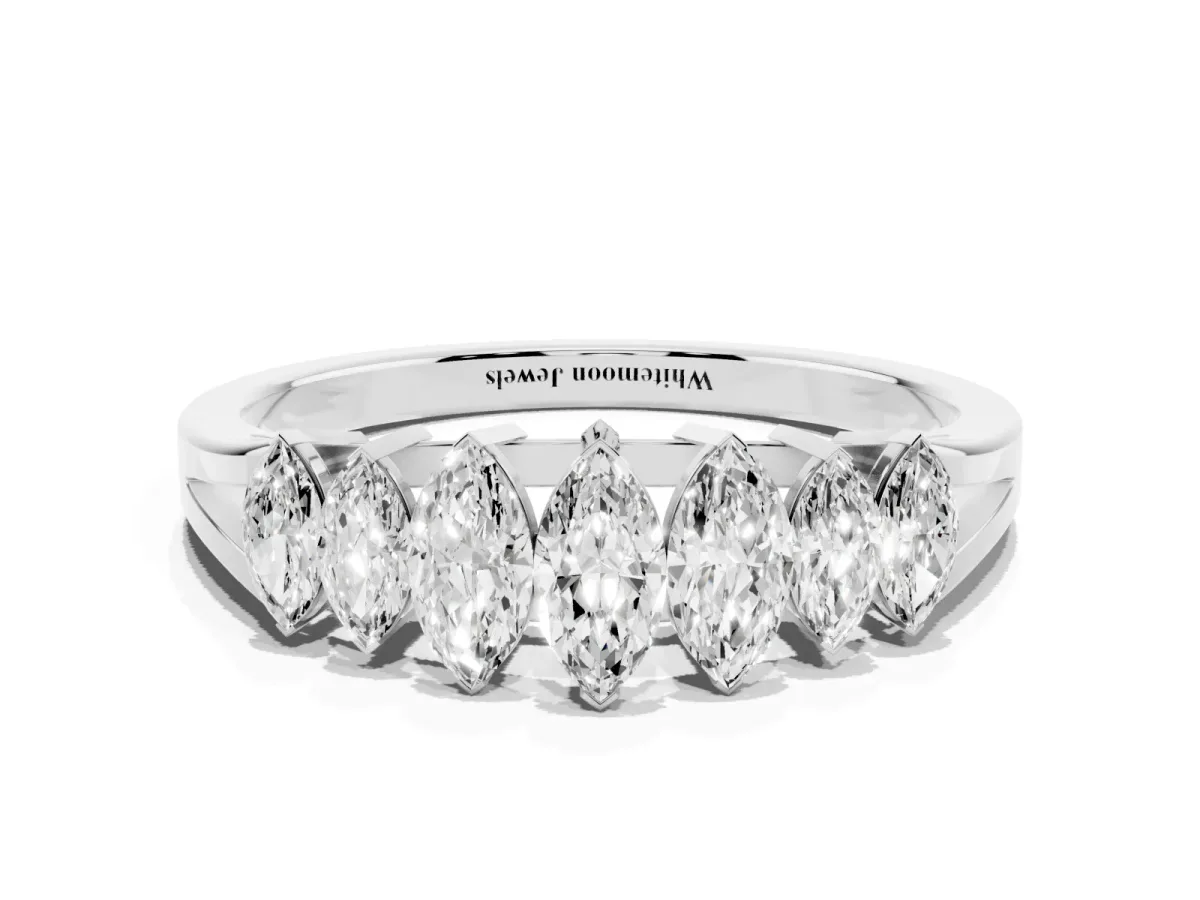 Marquise Diamond Prong-Set Half-Eternity Band White gold