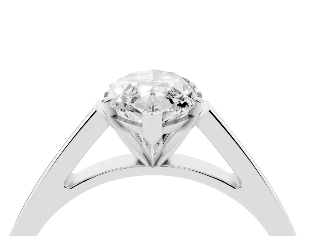 Marquise Cut Solitaire Engagement Ring with Four-Prong Setting and Tapered Band Silver