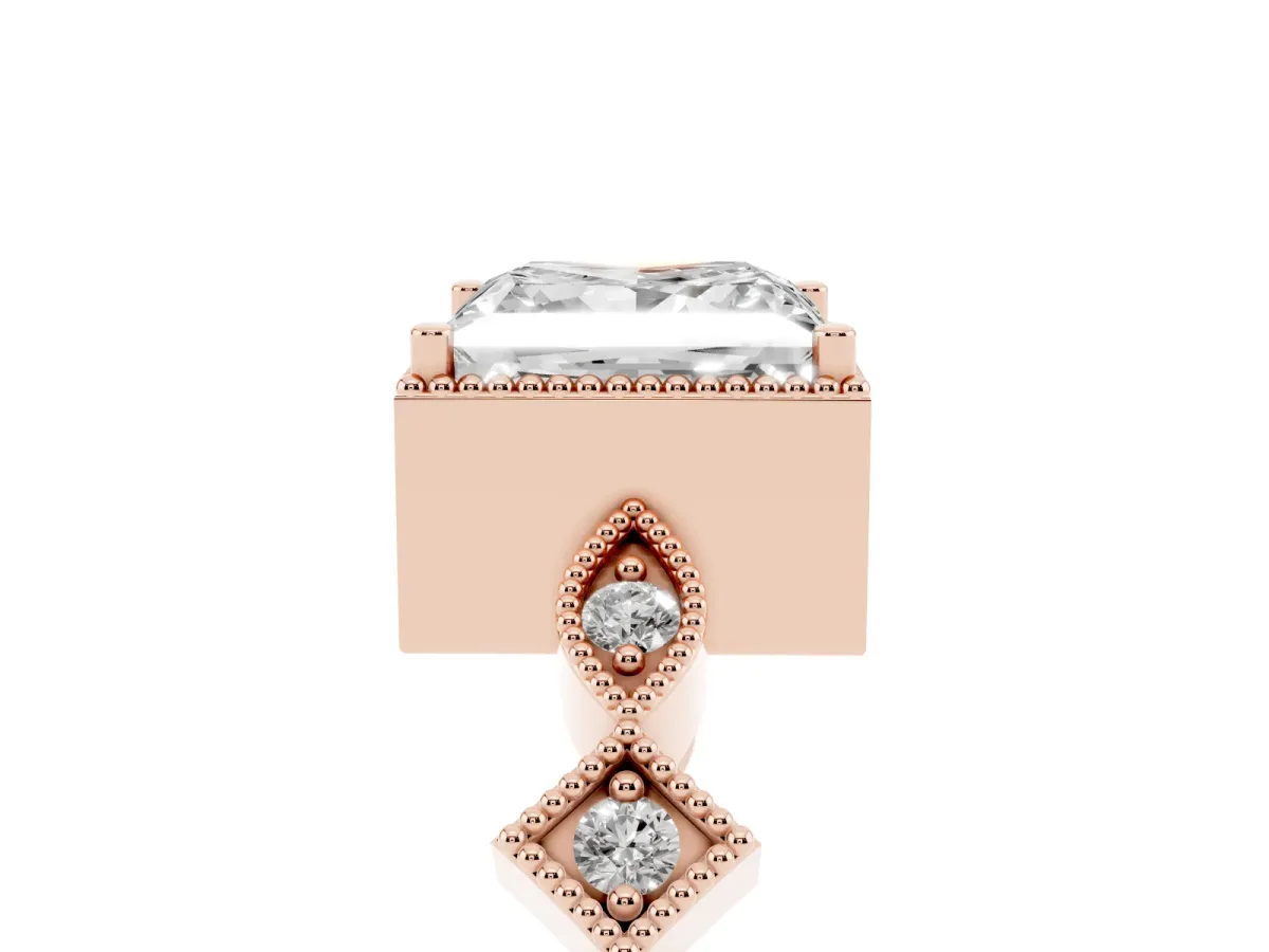 Princess Cut Milgrain Marquise Diamond Twist Band Ring Rose gold
