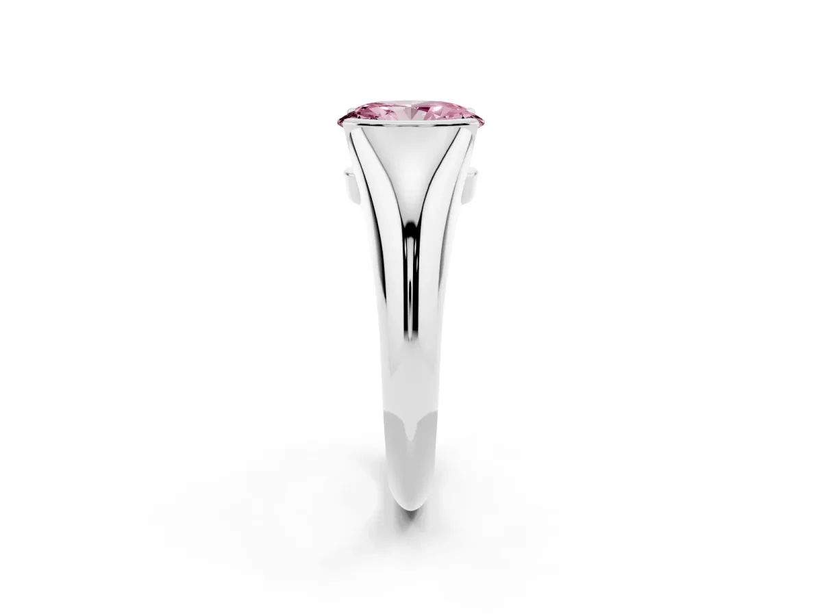 Fancy Pink Oval Cut Solitaire Tension Set Diamond Ring Silver