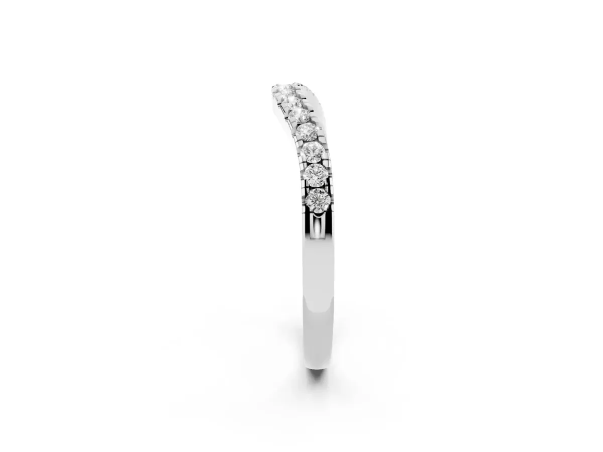 Diamond Pavé Curved Wedding Band Silver