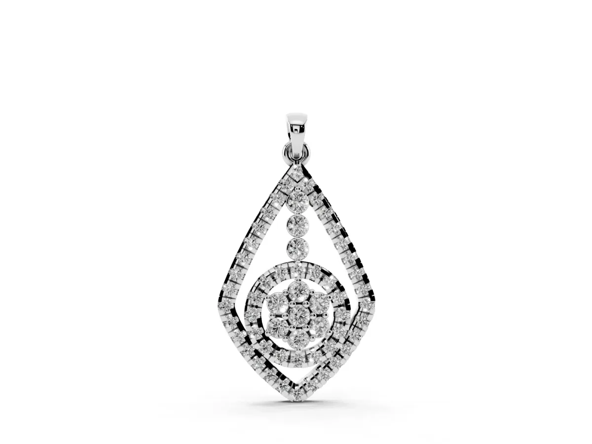 Diamond Halo Pendant with Pavé Setting Silver