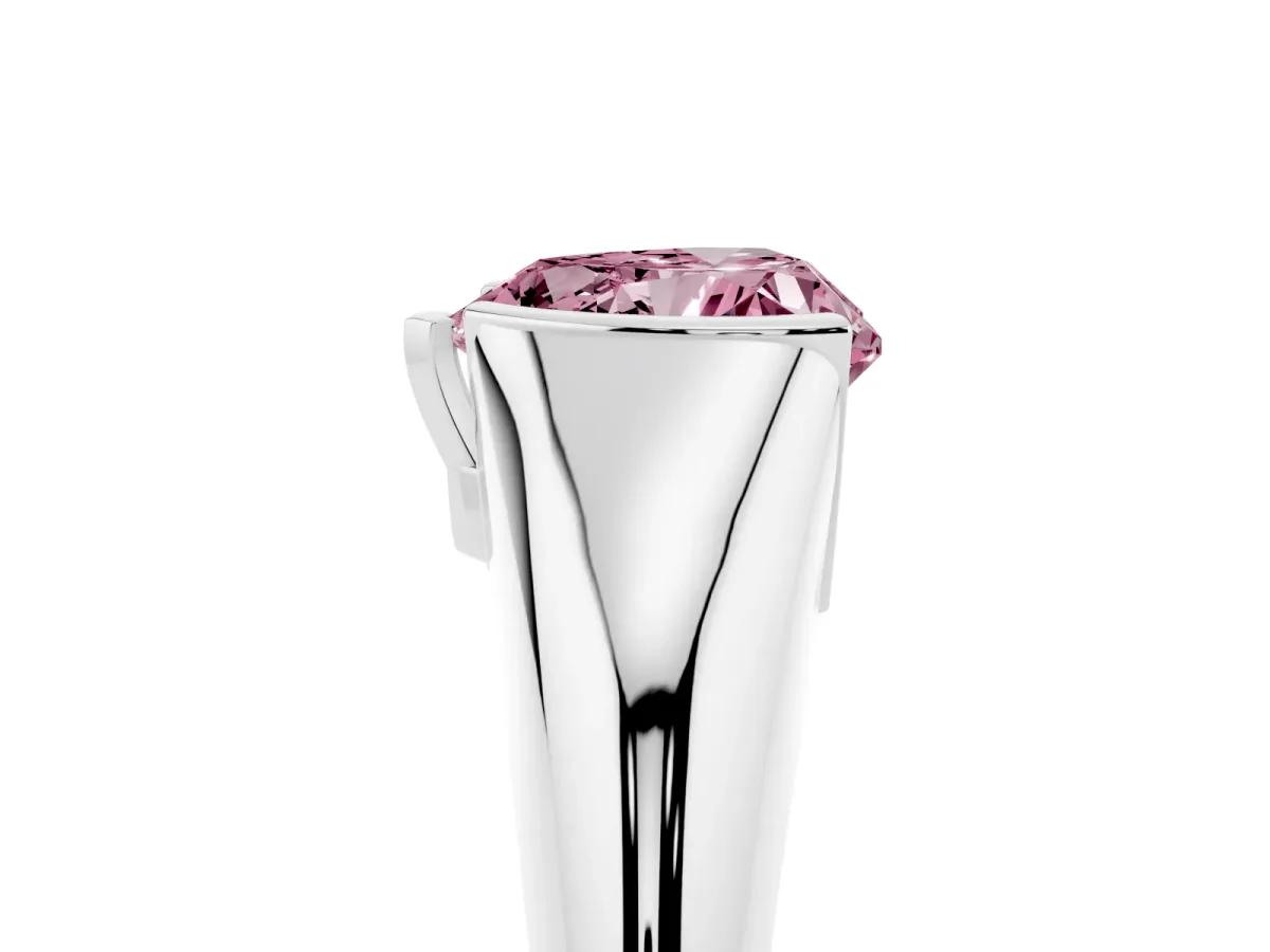 Fancy Pink Heart Cut Solitaire Tension Set Diamond Ring White gold