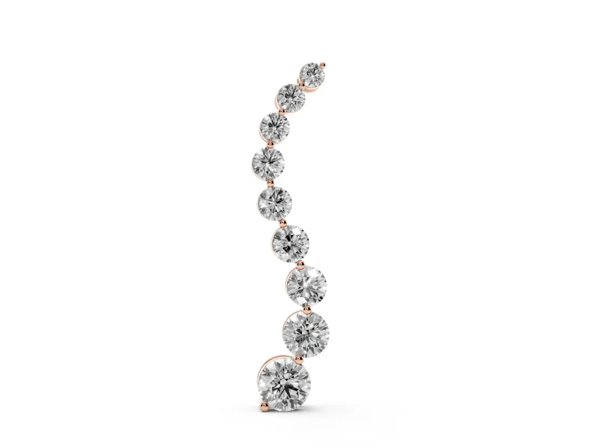 Round Diamond Graduated Prong Set Pendant Rose gold
