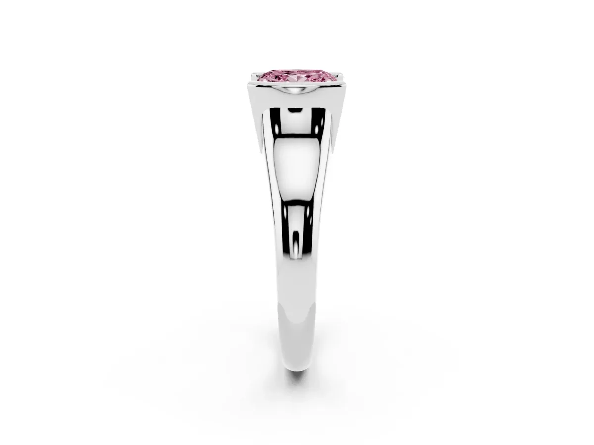 Fancy Pink Princess Cut Solitaire Tension Set Diamond Ring with Split Shank Band Platinum
