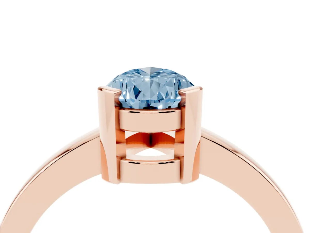 Fancy Blue Pear Cut Cut Solitaire Ring with Four-Prong Setting and Classic Band Rose gold