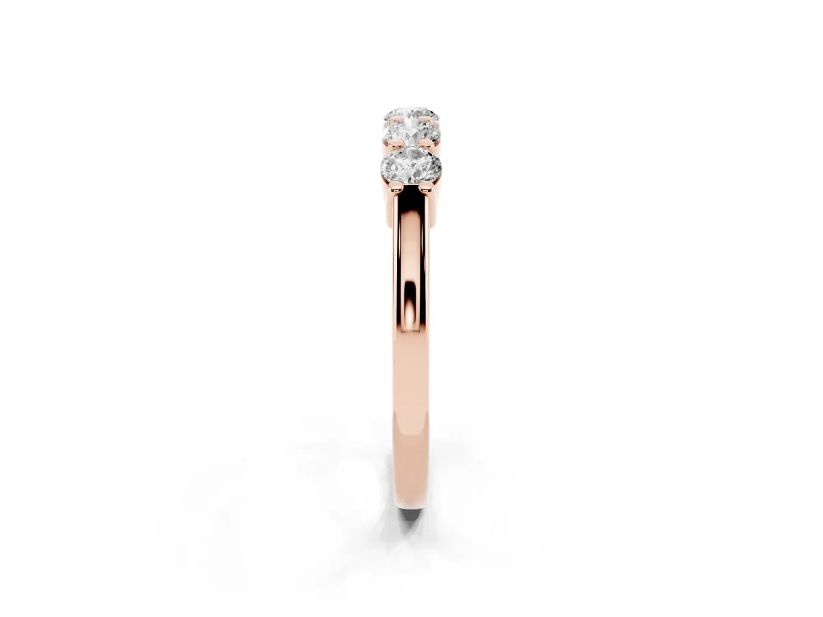 Round Cut Diamond Prong Set Half-Eternity Band Rose gold