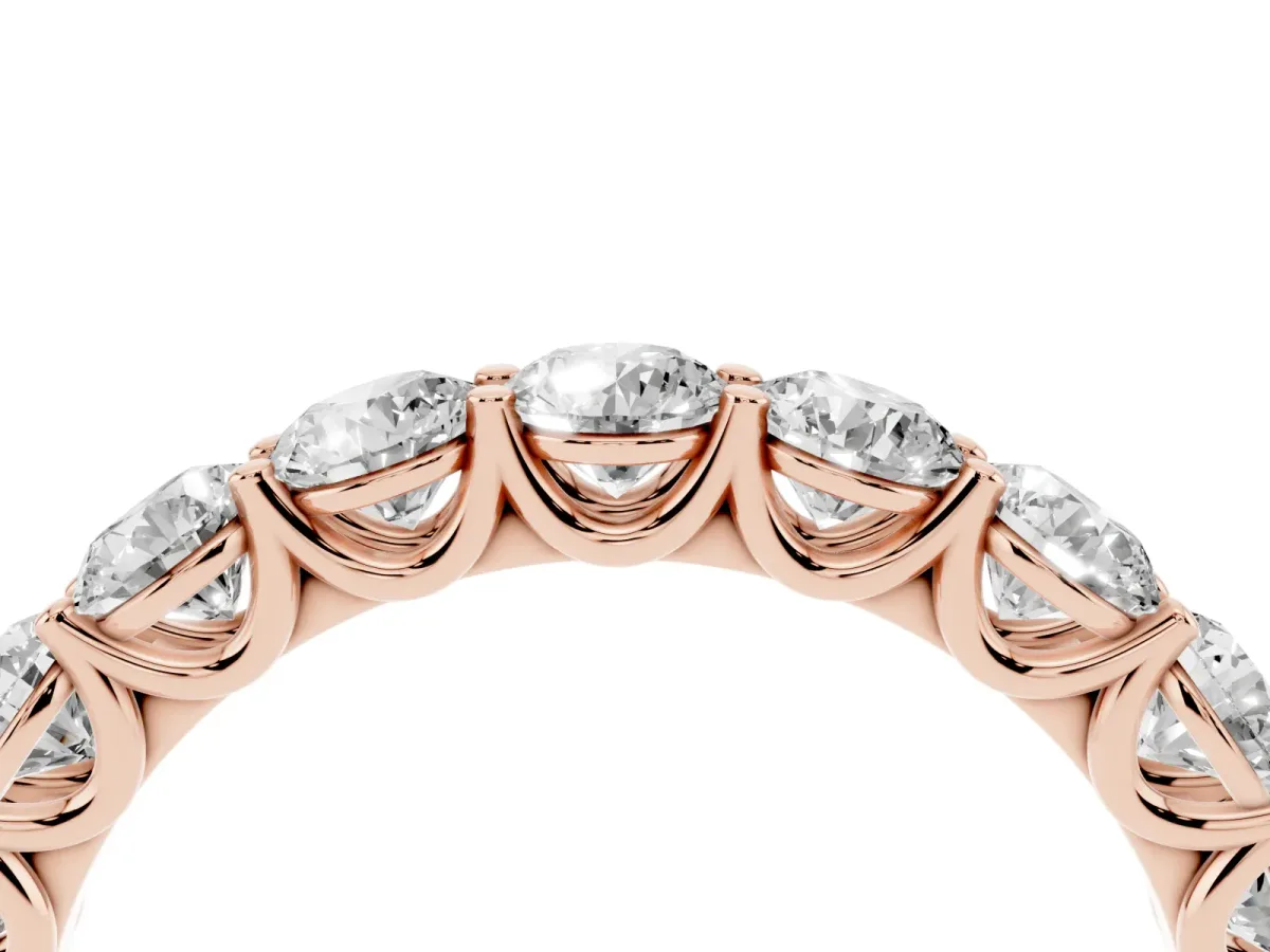 Round Diamond Shared Prong Eternity Band Rose gold