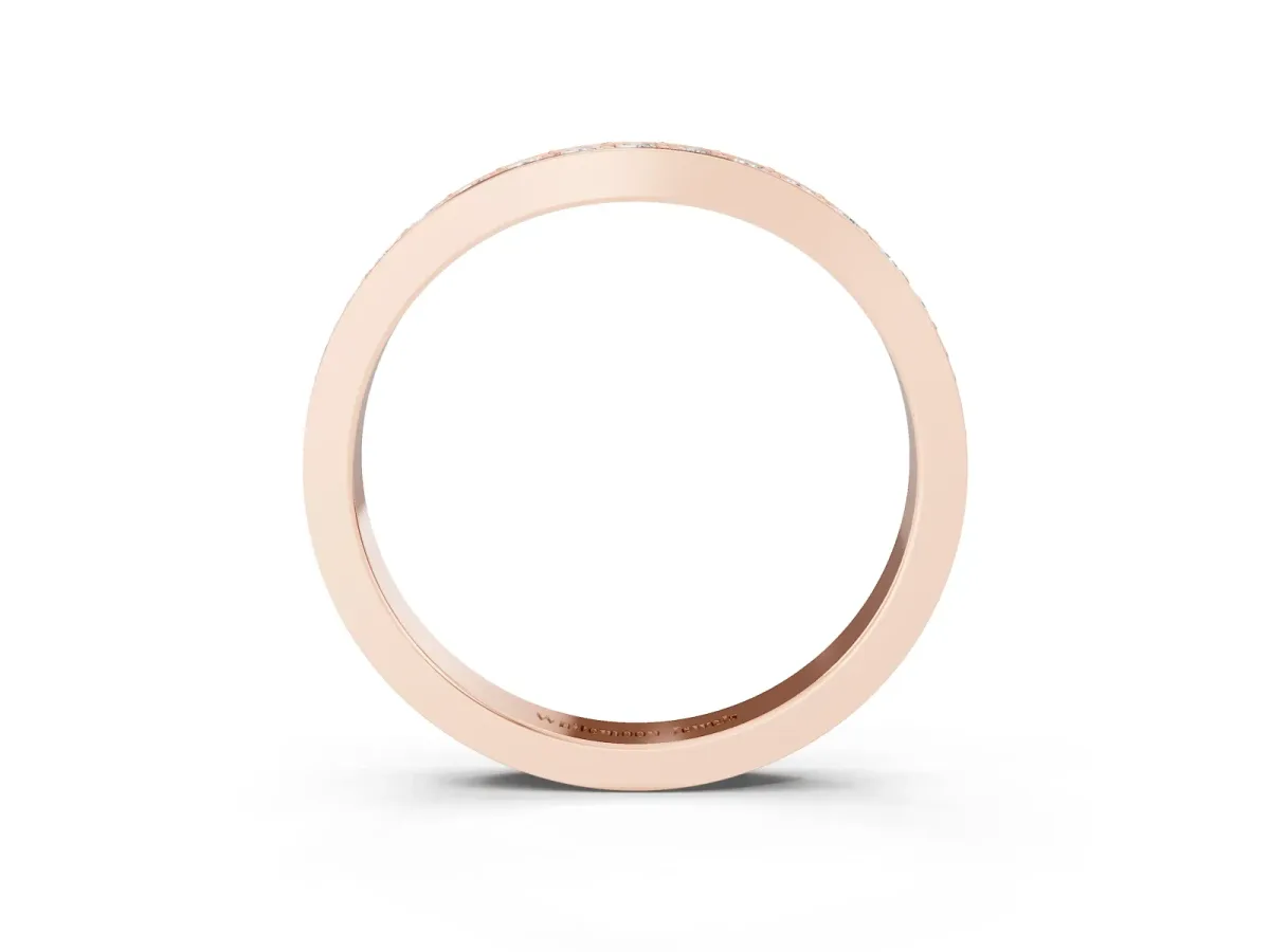 Diamond Pavé Round Cut Curved Band with Channel Setting Rose gold