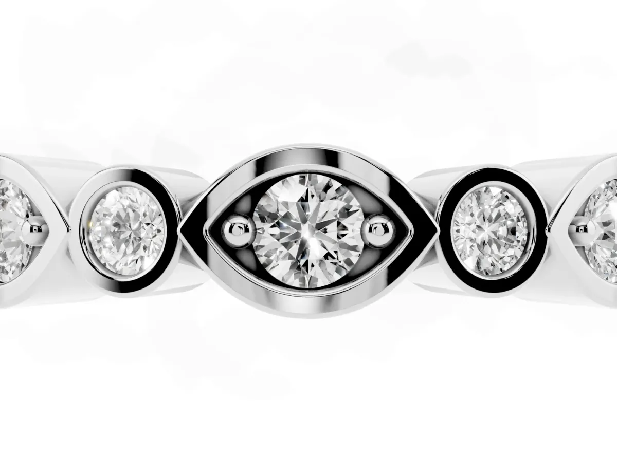 Bezel Set Mixed Shape Diamond Eternity Band Platinum