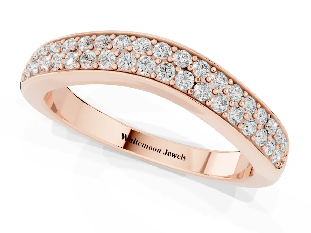 Pavé Round Diamond Contour Band Rose gold