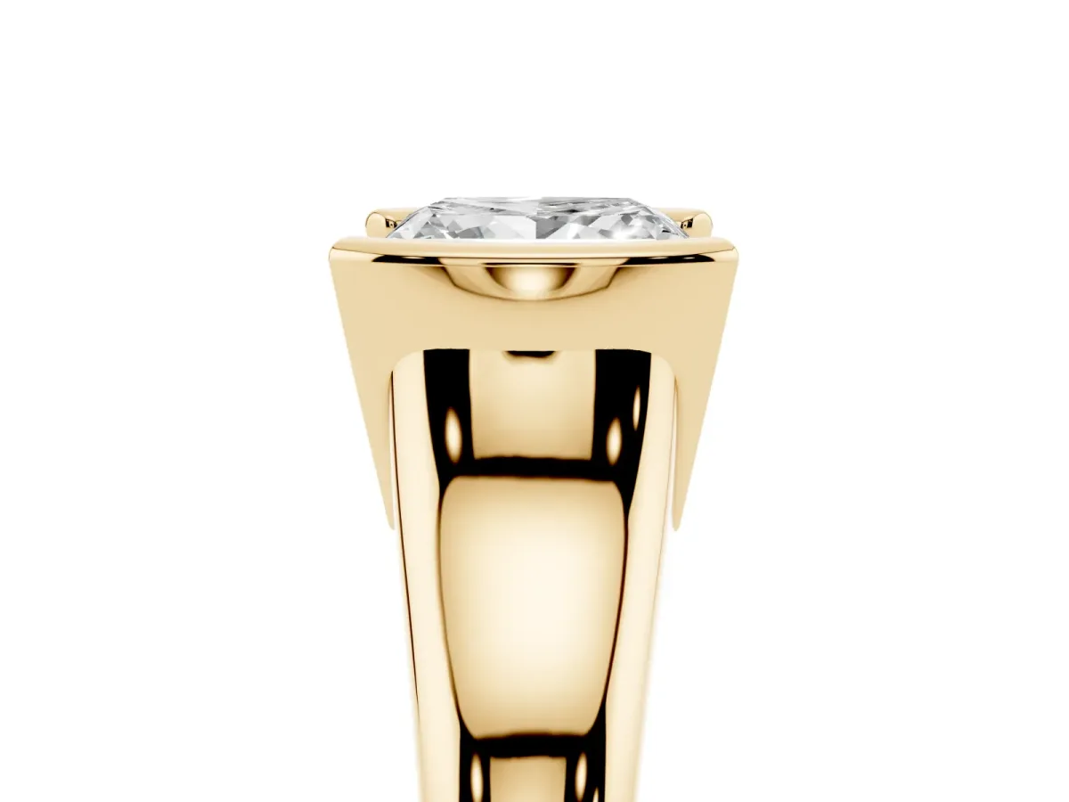 Princess Cut Solitaire Tension Set Diamond Ring with Split Shank Band Yellow gold